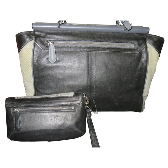 COACH Pinnacle Embossed Exotic Leather Color block Handbag & Matching wristlet - Picture 2 of 16